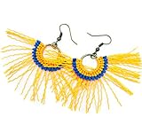  Pendientes flecos aro de macrame naranja fluorescente