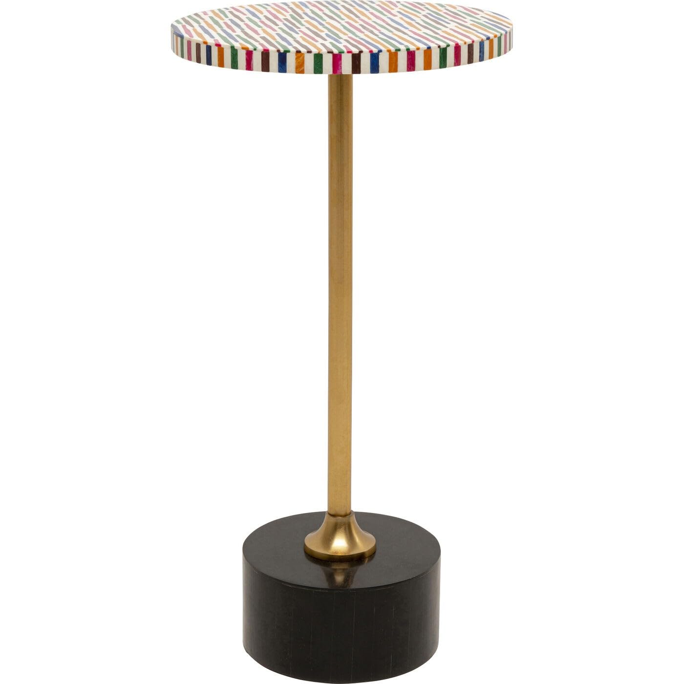 Kare Domero Sticks Design Side Table, Multi-Colour, Diameter 25 cm, Round, Coffee Table, Living Room, Bedside Table, Steel Frame