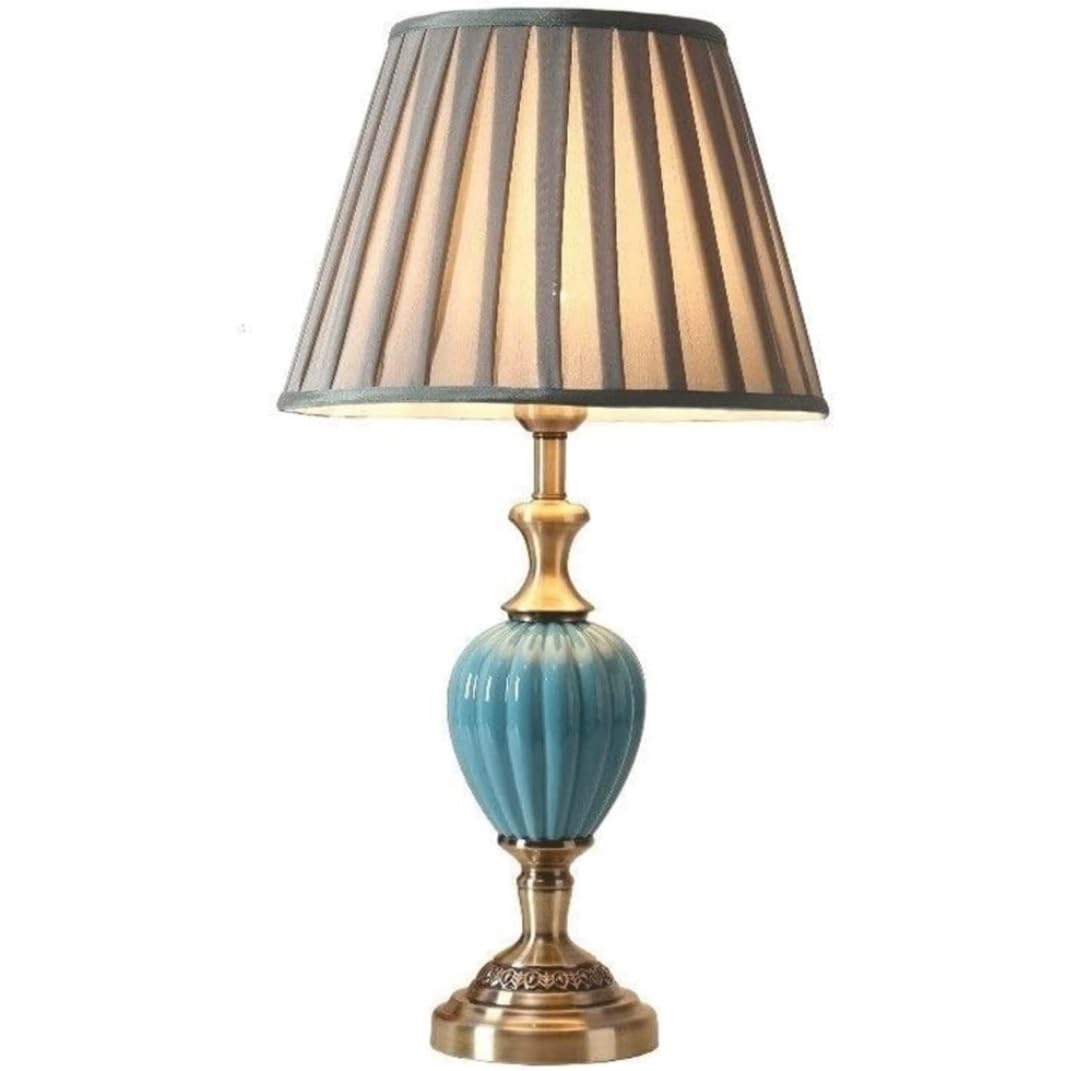 AZHKJKZH Table Lamp Ceramic Bedside Lamp Modern Nightstand With Fabric Lampshade Desk Light E27 Metal Base For Home(Dimmer switch)
