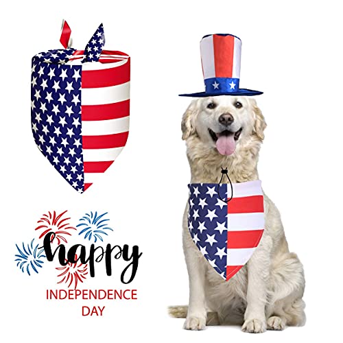 Cooshou 4th of july dog bandana uncle sam dog hat american flag dog bandana triangle bib scarf with stars and stripes pattern independence day pet outfit for dogs cats puppy kitten 2pcs 4 Cooshou 4th of july dog bandana uncle sam dog hat american flag dog bandana triangle bib scarf with stars and stripes pattern independence day pet outfit for dogs cats puppy kitten 2pcs - image 5
