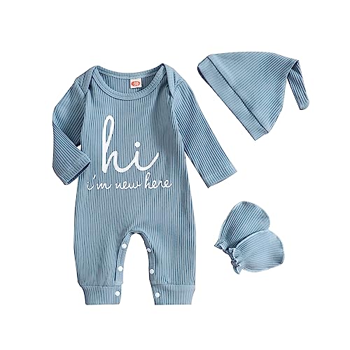 MIEKISA Newborn Baby Boys One-piece Romper Infant Outfit (Blue, 60(0-3M))