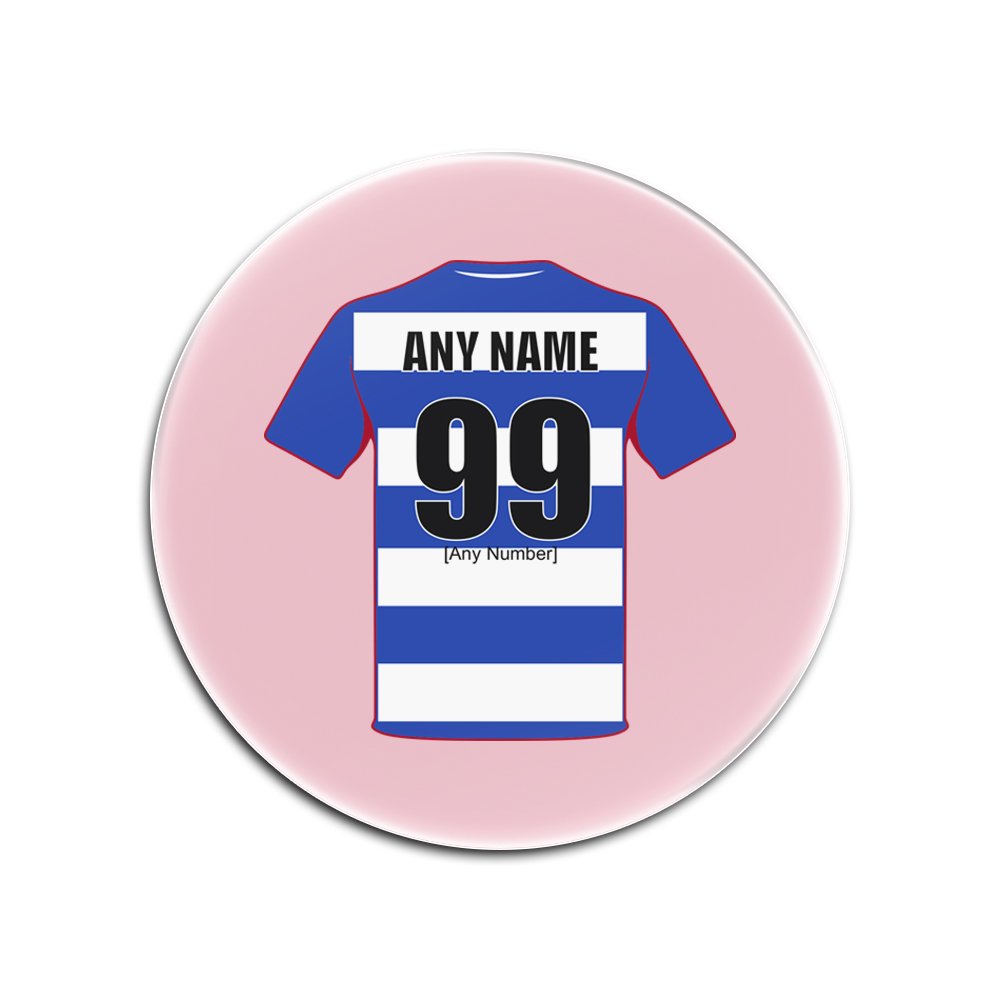Personalised Gift - Reading Glass Round Coasters (Football Club Design Theme, Colour Options) - Any Name/Message on Your Unique Mat Pad - The Royals