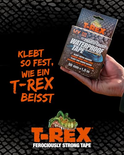 T-Rex – Waterproof Transparentes Klebeband 50mm x 1,5m – Selbstklebendes Reparaturband für Pools, Outdoor, Risse & Lecke – Pool flicken Unterwasser – UV- & hitzeresistent – Flexibel & extrem stark
