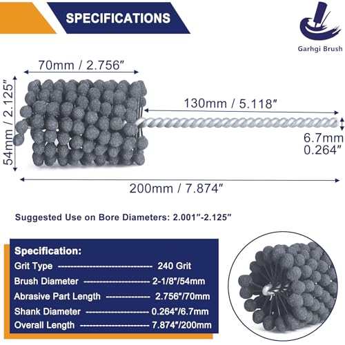 Image of Garhgi 2-1 /8 Inch (54mm) Cylinder Hone with 240 Grit Silicon Carbide Ball | Industrial Hydraulics Automotive Motorcycle Engine Brake Rotors Piston Rings Cam Bearings, Crosshatching Deglazing Deburring