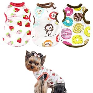 PETCARE 3 Pack Dog Shirt Cute Puppy Dog Clothes for Small Dogs Girl Soft Cotton Pet Sleeveless Vest Chihuahua Yorkie Clothes Shih Tzu Dog Outfit Doggy Kitten Small Dog Clothes Female,XL