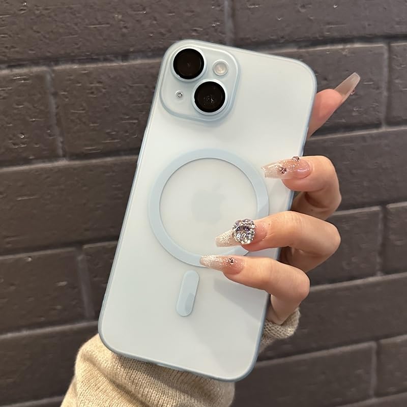 Image of COVERLY Matte Frosted Translucent Back Cover Case for iPhone 12 Pro Compatible with MagSafe | Shockproof Design | Camera Protection Module | Hard Back Case for iPhone 12 Pro (PC, Frost Blue)