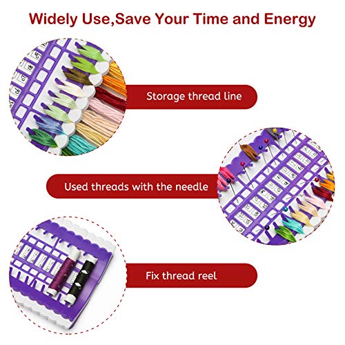 Image of 50 Positions Floss Organizer Embroidery Shelf, Luxiv Thread Organizers for Cross Stitch Embroidery Thread Holder with 15Pcs Replaceable Paper Card Sewing Needle, Embroidery Floss Organizer (Pack of 3)