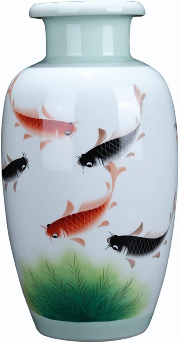 asdchZen Vase Vase For Decor Ceramic Vase 13.9 Inch Large Porcelain Flower Vase Chinese Retro Hand-Painted Decor Vases