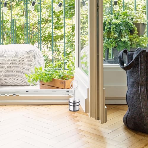 Relaxdays Set of 2 Doorstops with Handle, Stainless Steel & Rubber, Door Buffer, Inside, Hxdiameter : 20 x 7 cm, Silver/Black - Image 2