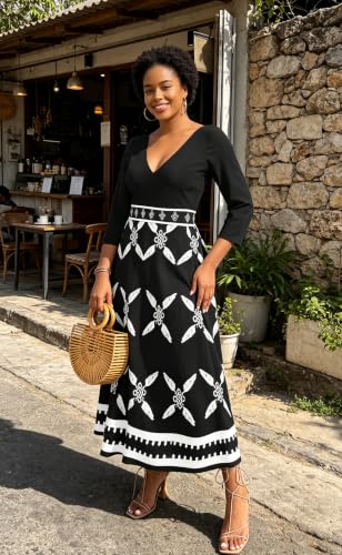 Image of VisiChenup African Print Dress for Women Casual Midi Dress