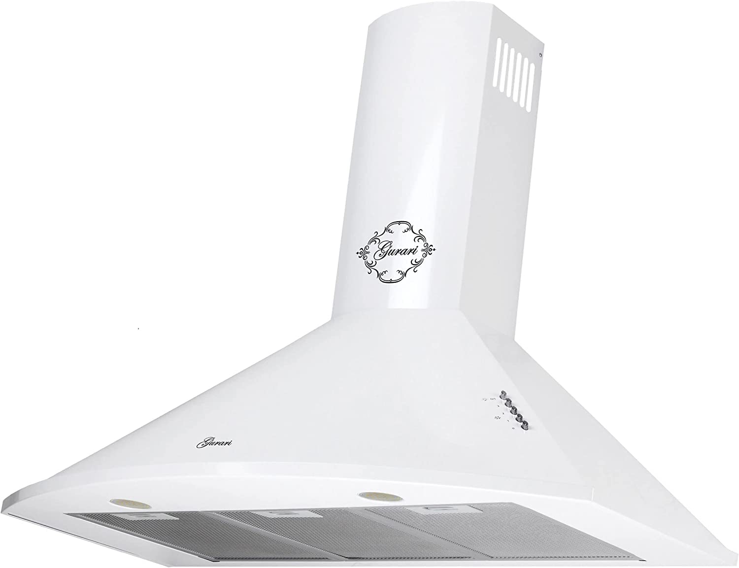 GURARI Campana extractora de pared 90 cm GCH C 046 WH 9 N, color blanco, 1000 m³/h, 3 niveles de potencia, filtros metálicos lavables, recirculación o salida de aire, clase energética B