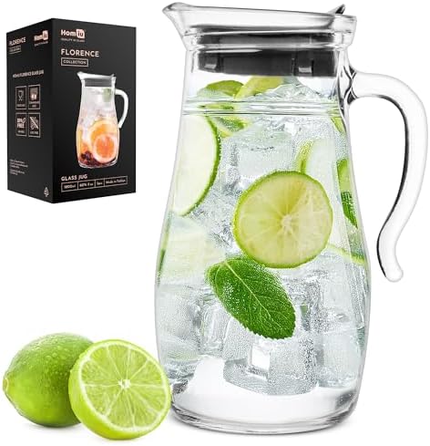 Carafe à Eau En Verre Borosilicate 1800ml Avec Couvercle - Pichet Résistant à La Chaleur ST-01