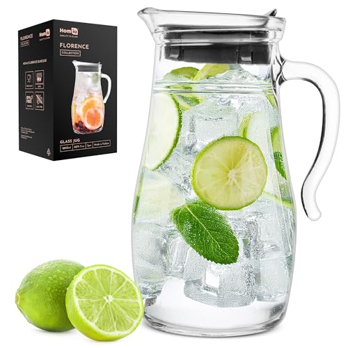 Homiu 1.8L Glass Water Jug with Lid