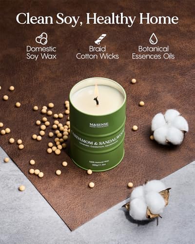 Image of M&SENSE Cardamom Santalwood Scented Soy Candles, 11.3 oz