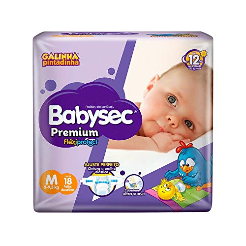 Fraldas descartáveis Babysec Premium Galinha Pintadinha Flexi Protect, 18 Unidades, Tamanho M 5 - 9,