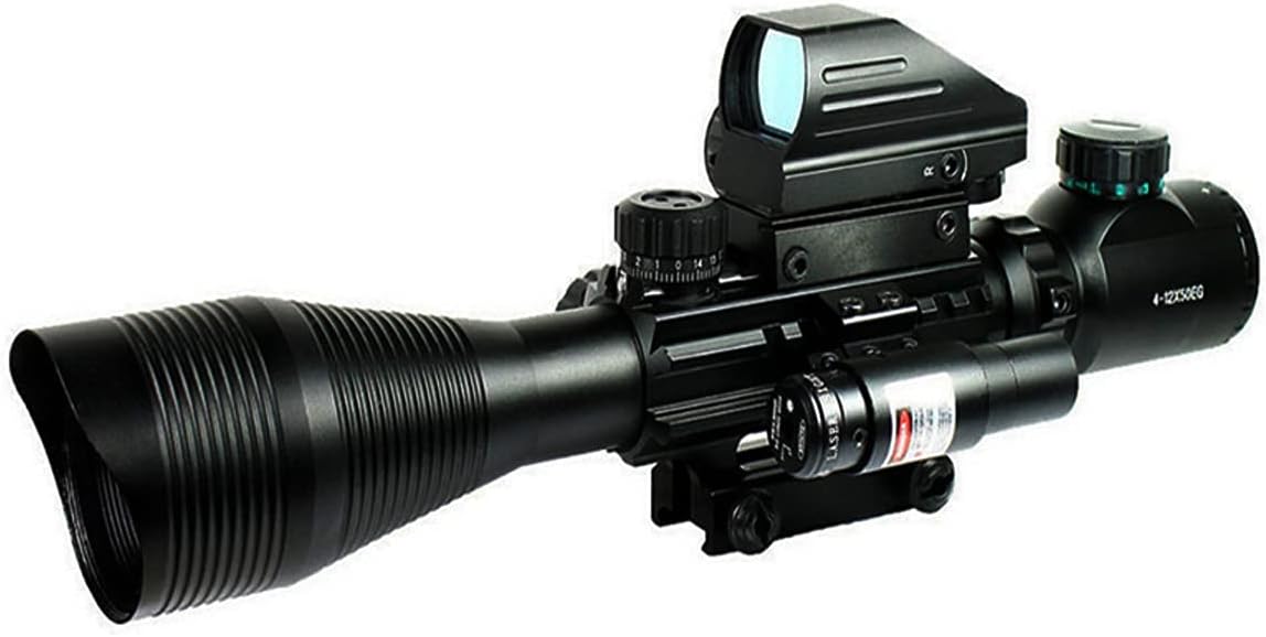 Rifle Scope Combo C4-16x50EG Tactical Dual Illuminated with Red Dot Sight and 4 Holographic Reticle Red/Green Dot Sight for 22&11mm Rail Mount
