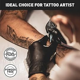 OKIAAS Black Disposable Gloves XL, Vinyl Gloves Disposable Latex Free, 5 mil, 200 Count, for Food Prep, Household Cleaning, Hair Dye, Tattoo