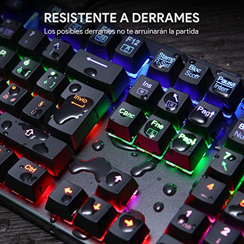 AUKEY Tastiera Meccanica con LED-Backlit Switches Blu, 105 Tasti 100% Anti-ghosting Layout Italiano Tastiera da Gioco con Design Impermeabile e Pannello Metallico per PC e Laptop Giocatori (Nero)