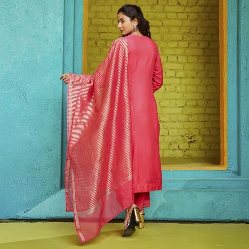 Image of BIBA Women Rayon Floral Straight Suit Set