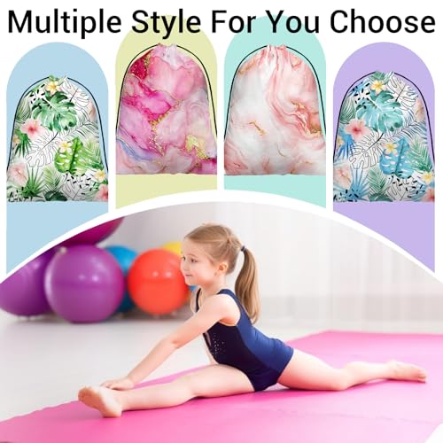 Image of Pink Gold Marble Gymnastics Grip Bag Lightweight Small Drawstring Grip Bags for Gym