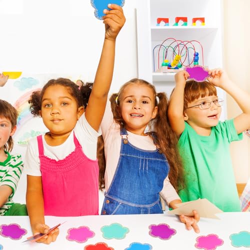 Image of Seajan 108 Pcs 3.5 Inch Confetti Flower Cutouts for Classroom | Paper Flower Cutouts, Back to School Small Bulletin Board Decoration, Assorted Colors Accent Decor, for DIY Craft