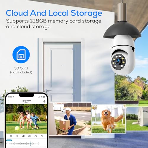 360° Lightbulb Camera: Wireless Indoor Security with 3K HD Night Vision & Two-Way Audio
