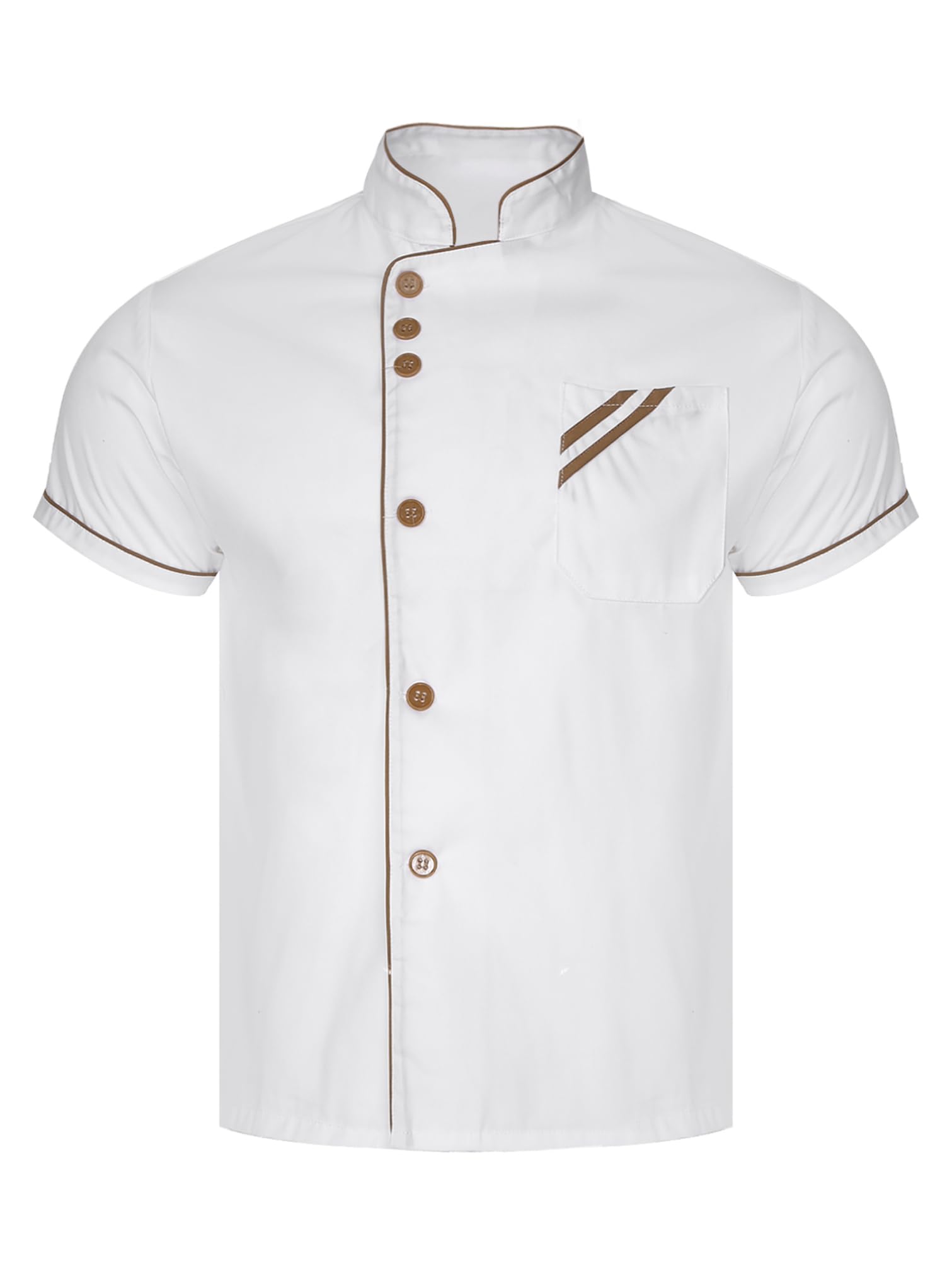iiniim Unisex Chef Coat Short Sleeve Chef Jacket Uniform Food Service Catering Shirt Cloth Kitchen Cooking Uniform