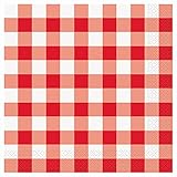 Red and White Gingham Party Napkins, 16ct