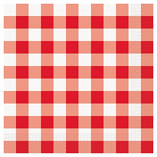 Red and White Gingham Party Napkins, 16ct