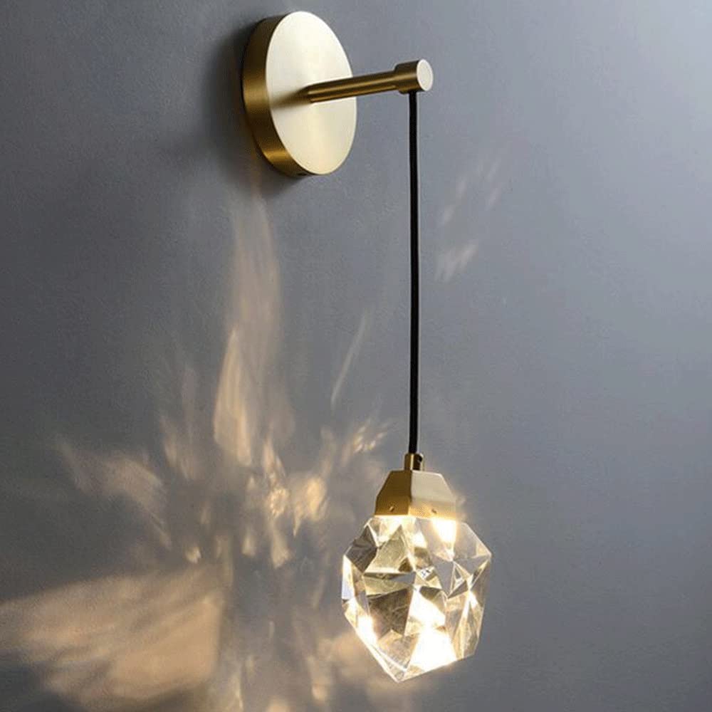 Applique murale moderne en laiton et cristal pour chambre
