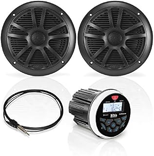 BOSS Audio Systems MCKGB350B.6 Weatherproof Marine Gauge Receiver and Speaker Package - IPX6
