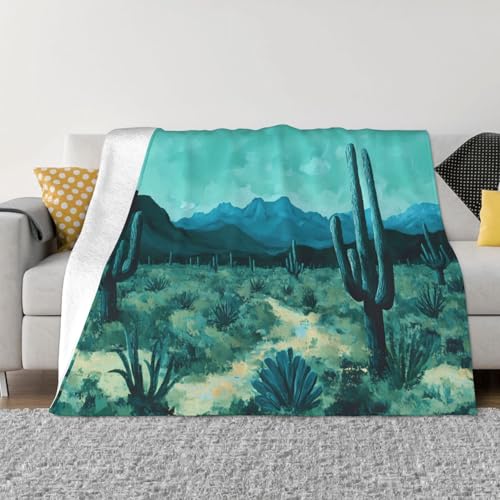 Plaid flanelle chaud motif cactus lit salon couverture 152x127cm