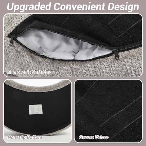 Image of 54 inch Round Chaise Lounge with Ottoman Big Bean Bag Round Sofa Bed Oversized Round Couch Boneless Reading Chair Comfy Plush Chenille Large Chaise Chair for Living Room, Apartment, Light Gray