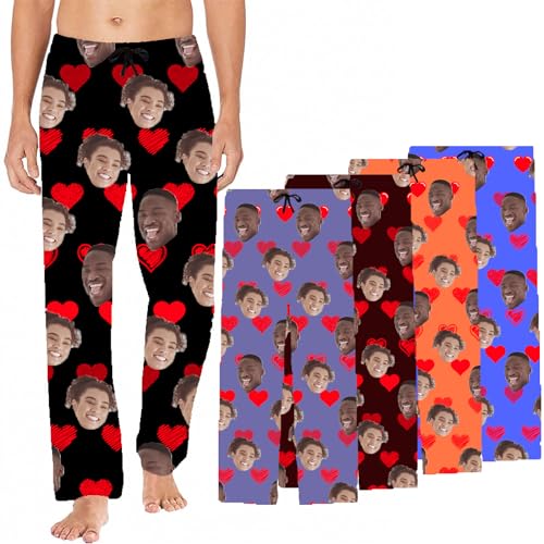 Custom Face Pajama Bottoms for Men Women Dog Face Pants Personalized Pajamas Couple Pj Trousers Gifts for Him Her