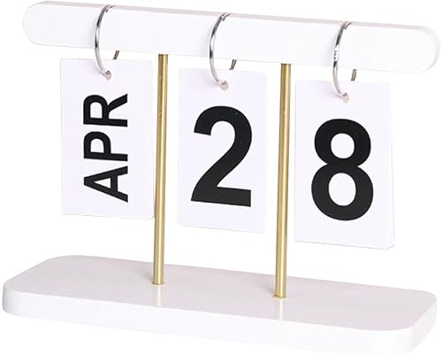 BESTOYARD Calendario decorativo de escritorio, calendario perpetuo, bloques de madera, bloque de madera vintage para oficina en casa, accesorios de