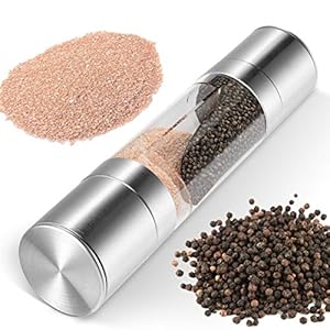 Sailnovo Dual zout- en pepermolenset 2-in-1 peperzoutmolen, slank roestvrij staal met verstelbaar keramisch maalwerk…
