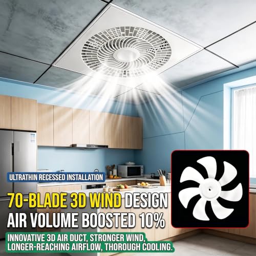 Ventilador de techo empotrado para ventilación 30 cm panel cuadrado con control remoto para intercambio de aire en cocina miniatura 6