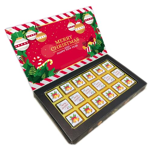 Image of Expelite Personalized Merry Christmas and Happy New Year Chocolate Gift for Wife -18 Pc Merry Christmas and Happy New Year Chocolate Gift for Girlfriend Wife