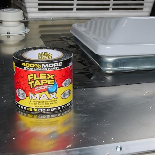 Image of Flex Tape, Original Thick Flexible Rubberized Waterproof Tape - Seal and Patch Leaks, Works Underwater, Indoor Outdoor - Home RV Roof Plumbing and Pool Repairs, Black, 4 in x 5 ft, Pack of 1