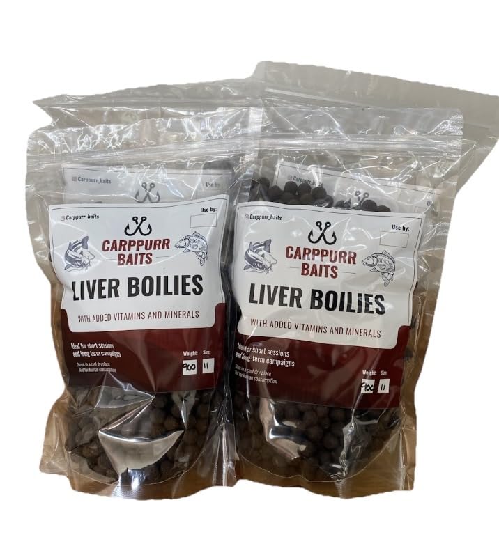 Carppurr baits Liver Boilies 11mm - 900g-1.8kg-3.6kg-7.2kg – High Attraction Carp & Catfish Fishing Bait – Boilies for Specimen Fishing (11mm 3.6kg)