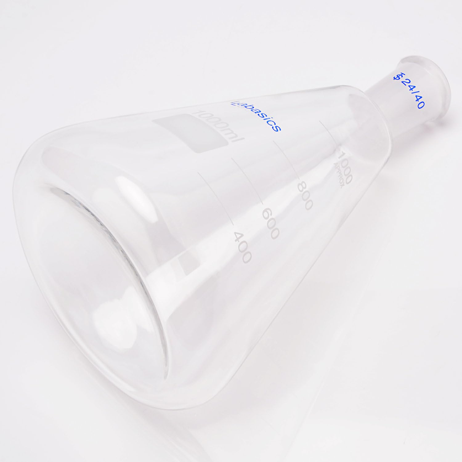 Labasics Glas 24/40 Erlenmeyerkolben, Borosilikatglas Dickwandiger Kolben mit 24/40 Standard Konus Außengelenk, 1000 ml