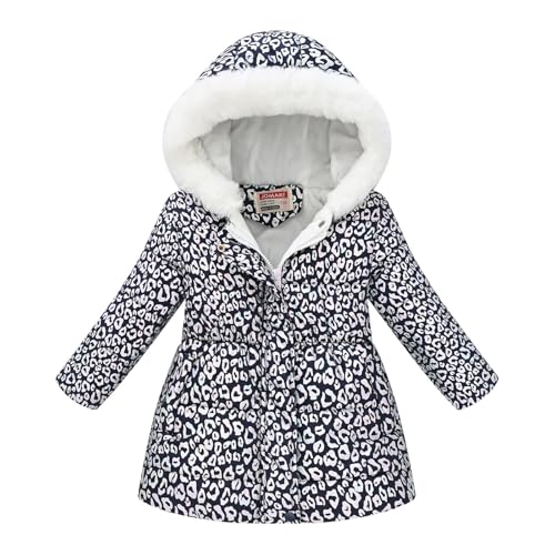 Long Down Hooded Jacket for Kids Girls Flower Print Long Sleeve Coat Winter Thick Warm 𝗦now Jacket with Zip