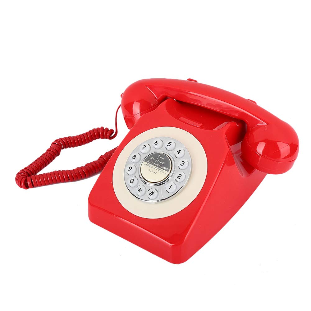 Cocoarm Zabytkowy Telefon, Zabytkowy Telefon ABS z Ponownym Wybieraniem i funkcją głośnomówiącą, Mechaniczny Przełącznik Głośności z Miedzianym Dzwonkiem, Stacjonarny w Stylu Retro do Domowego Biura