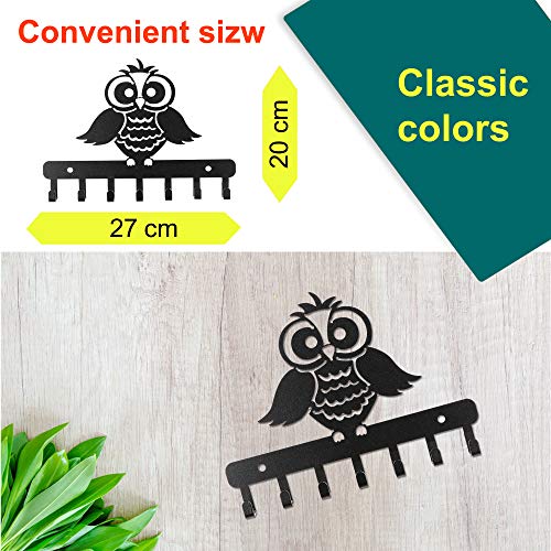 Image of Sehaz Artworks Metal Key Holder for Home | Bird Key Hooks | Key Holder for Home Decor Stylish | Key Stand for Wall (7 Hooks, Black)
