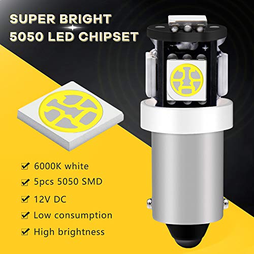 Qoope 20-Pack Ba9S Led Bulb White, 53 57 T11 T4W 64111 Led Bulb 12V 5Smd 5050 For Car Interior Dome Map License Plate Courtesy Step Glove Box Light #TOP2