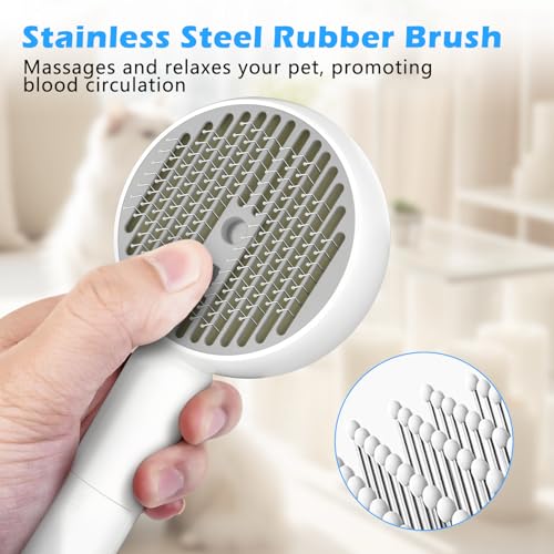 Image of 4 in 1 Cat Steam Brush for Shedding, Pet Grooming Brush with Self-Cleaning & Anti-Static, Massage Comb for Long and Short Haired Cats /Dogs, Gray