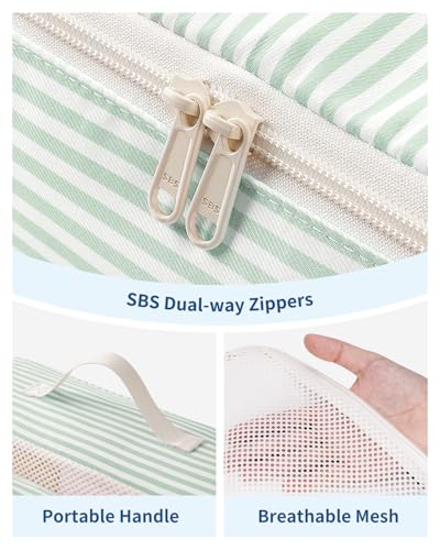 Narwey 7 Set Packing Cubes for Suitcases and Backpack, Stripe Suitcase Organiser Bags Travel Packing Cubes Shoes Bag for Carry on Hand Luggage Travel Essentials Accessories (Mint Green Stripe) - Image 5