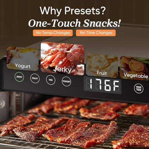 COSORI Food Dehydrator for Jerky, 176ยฐF Temperature Control, 5 Stainless Steel Trays Dryer Machine, 4 Presets, 48H Timer, for Dog Treats, Meat, Fruit, Veggies, Snacks, Recipe Book Included