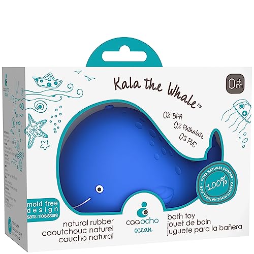 Image of caaocho Pure Natural Rubber Bath Toy - Kala The Whale Baby Toy - Hole Free Bath Toys, BPA Free Bath Toys for Infants, Without Holes Sealed Natural Rubber Baby Toy