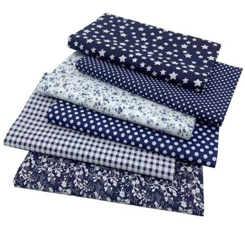 aufodara Tissus Coton Couture 6 pièces 50 x 80 cm Gros Coton Craft Quilting Fabric Textile Patchwork DIY Fait à la Main en Tissu à Coudre (Bleu Marine)